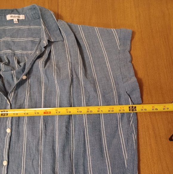 Madewell Blue White Striped Shirt Womens Large 100% Cotton Button Up - Picture 6 of 10